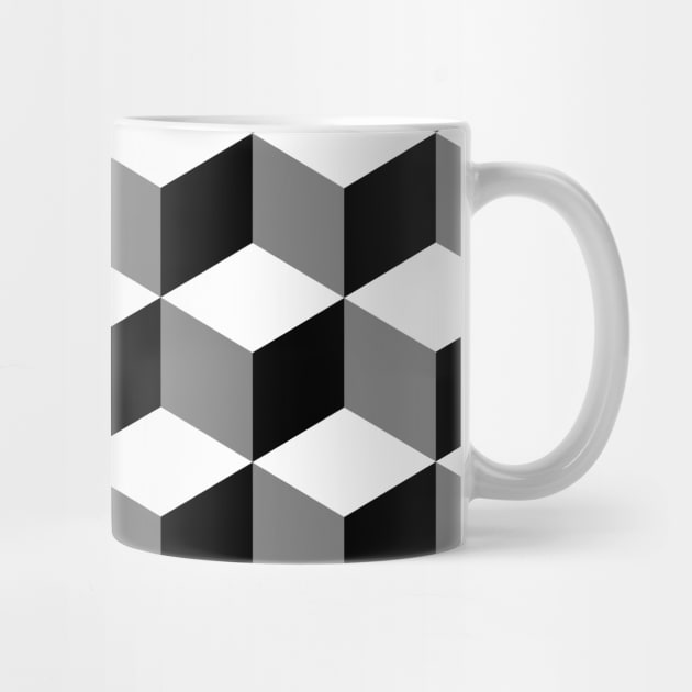 Cubes Black White Gray by NataliePaskell